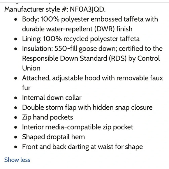 The North Face Hey Mama Parkina Coat Water Repellent 550 Filled Olive Color XS - Picture 14 of 16